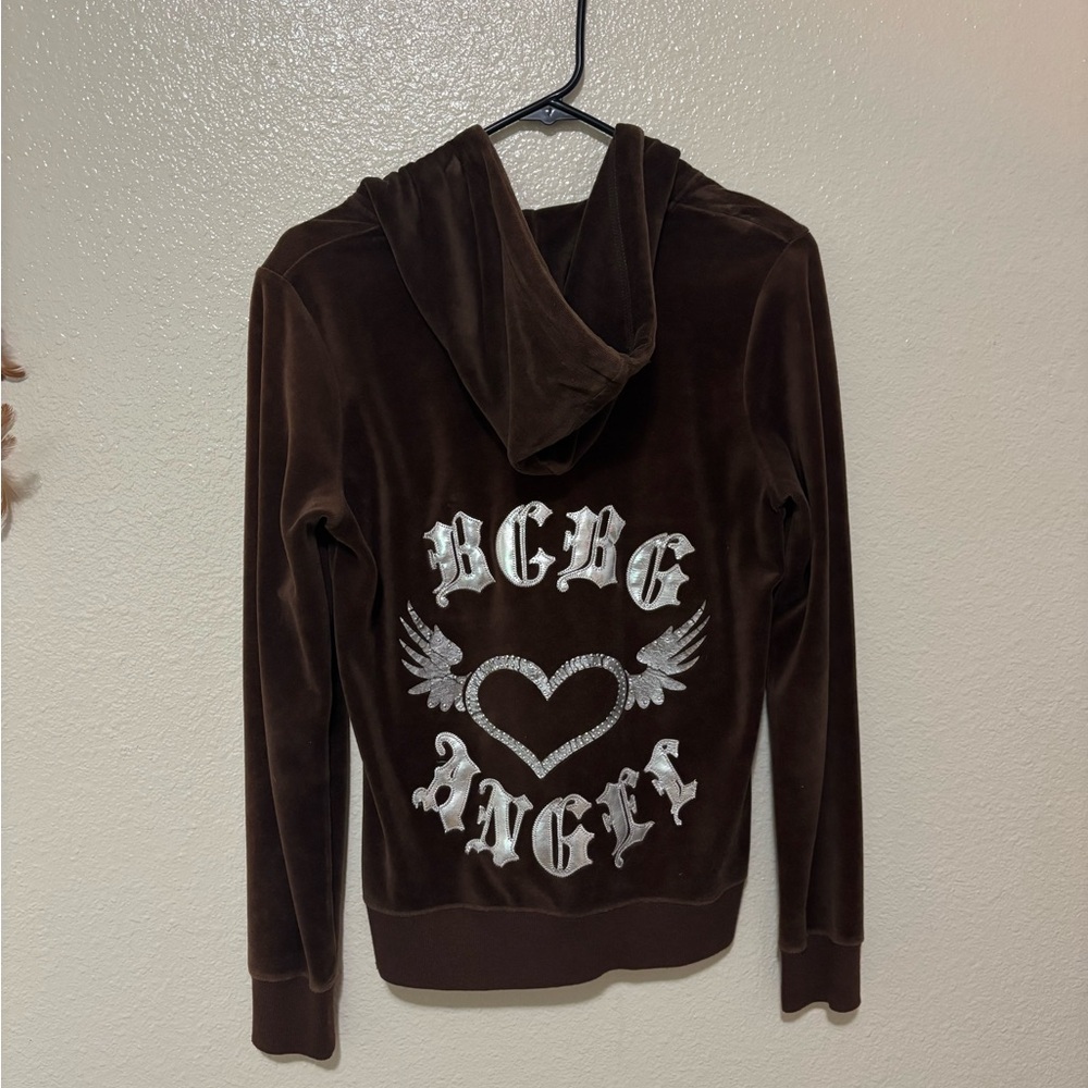 Brown Y2K Velour Hoodie Zip Up